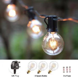 760 cm G40 Waterproof Globe String Lights with 25x Clear Bulbs 220v in Warm White UL listed Backyard Patio Lights Hanging Indoor/Outdoor String Light for Bistro Pergola Deckyard Tents Market Cafe Gazebo Porch Letters Party Decor Black - intl