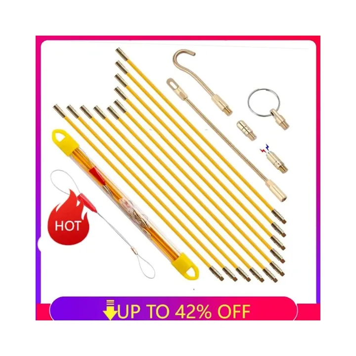 Pull Rod Electrical 10PCs 45cm / 33cm Fiberglass wire cable push puller running rods fish ...