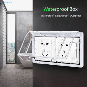 2 in 1 86 Type Socket Waterproof Box Switch Protective Cover Bathroom Paste Type Splash Box Switch Board Protective with Dust-proof anti-greasy