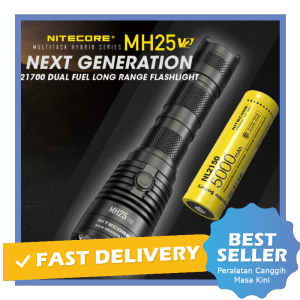 Senter High Performance LED 1300 Lumens Baterai Isi Ulang NL2150 5000 mAh Waterproof IP68 NITECORE MH25 V2 - NRFL6RBK