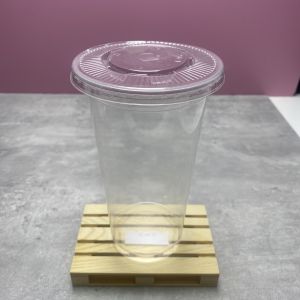 แก้วพลาสติกผิวเรียบ PP ขนาด 22 ออนซ์ ปาก 95 มม.  + ฝา ยกลัง (แก้ว 500 ใบ + ฝา 500 ใบ / แก้ว 1000 ใบ + ฝา 1000 ใบ)