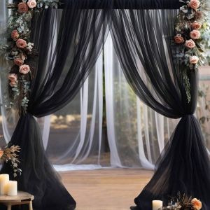 OOG Event Backdrop Tulle Curtains Transparent Festival Party Halloween Decor Modern Style Tablecloth Sheer Mesh Curtains Home