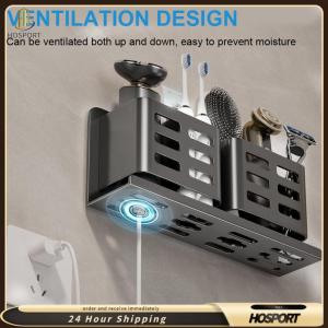 【HOSPORT】 Aluminum Toothbrush Holder Wear Resist Wall-Mounted Hanging Bracket Multifunctional Bathroom Shelves Bathroom Supplies