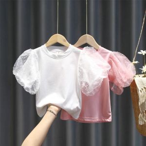 Puff Tops Girls Short-Sleeved Childrens Clothing Sleeve T-Shirt Baby Summer Bottoming Shirt Middle
