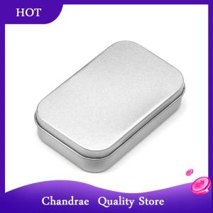 [Chandrae] Metal Rectangular Empty Mini Tin Box Tinplate Push Candy Cases Bins Jar Hinged Containers Small Organizer Storage Box