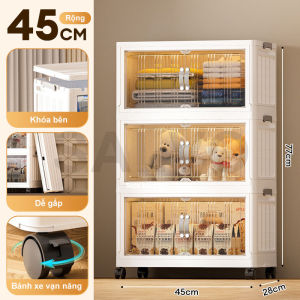 SALVO Tủ Nhựa Đa Năng Gấp Gọn Bánh Xe Tủ nhựa gấp chất liệu pp cao cấp Cánh Cửa Hút Nam Châm Tủ đựng quần áo trẻ em