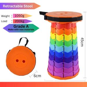 Collapsible Telescopic Stool Retractable Colorful Stool Portable Foldable Chair Extendable For Outdoor Fishing Picnic Camping Travel Kerusi Lipat 伸缩椅