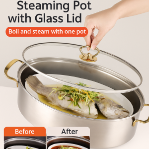 Large Capacity Fish Steaming Pot With Lid Multi Purpose Pot For Steaming Fish And Stewing Kitchen Cooking Pot大容量厨房多用锅