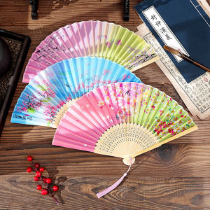 Chinese Style Folding Fan Portable Vintage Bamboo Held Flower Fan Party Pocket Gifts