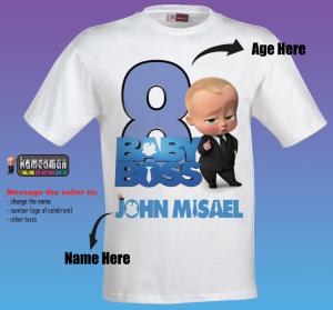 KAMEAMAN Baby Boss Customized T-Shirt for Kids Boys - Customizable Name and Age - Kids Fashion - Baby Clothing