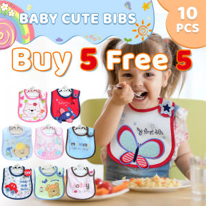 Buy5 Free5! BabyZoom Baby Cute Bibs 10pcs Soft Baby Bib Random Design Anti-Stain Newborn Bib Pure Cotton bib for Kids Baby Need Comfortable Soft Cotton Bibs Baby Feeding Bibs Breathable Absorbent Bibs 10pcs 0-3years Cod Free Shipping