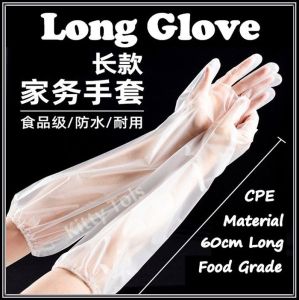 1pc Disposable Long Glove Food Grade Waterproof Kitchen Cleaning Long Arm Gloves