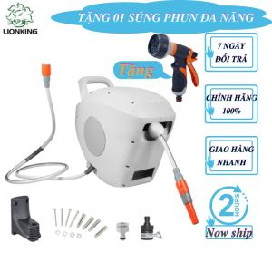 Bộ rulo phun tưới tự động thu cuốn dây 20m Lionking đặc biệt tặng kèm 01 vòi xịt 8 tia chỉnh nhiều chế độ