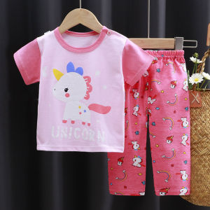 Lilbeau baby terno pajama kids boy girl cotton fabric Tshirt shorts newborn ootd outfit sleepwear summer J600