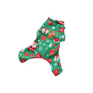 FUNG Thin Christmas Dog Clothing Santa Claus Printed Comfortable Dog Christmas Pajamas Cute Soft Pet Four Legged Clothes For Dogs Cats