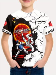 [Local Stock] VCC Boys Clothes Taekwondo Judo Fashion 3D Print T-Shirt Sports Kids Short Sleeves Summer Gym Clothing Harajuku Tee Shirts Cool Tops