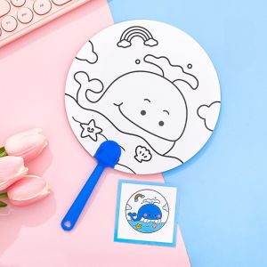 DIY Doodle Painted Fan For Kids Kipas Kertas DIY Anak Edukasi Belajar Mewarnai Seni Anak BB045