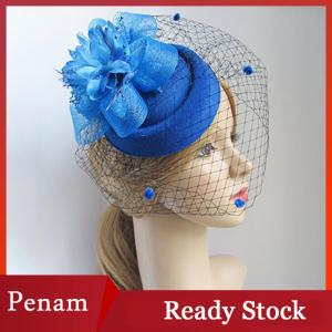 [PAM] Feather Veil Headband With Lace Flower Women Elegant Hat Headwear HairpinsFascinating Wedding Party Hair Clip