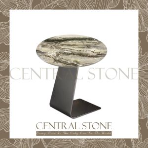 CENTRAL STONE Italian Natural Marble Coffee Side Table Dia50cm -Venice Brown