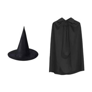 Witch Costume Accessories Includes Witch Cloak Witch Hat Halloween Cloak Costume for Kid Adult Halloween Cosplay Party