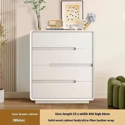 Full Solid Wood Cream Cabinet Storage Italian Style Chest Drawer