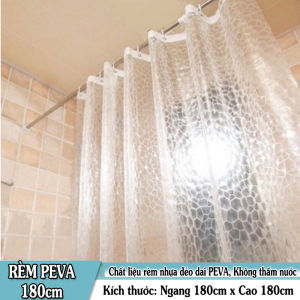 Rèm phòng tắm cao cấp chất liệu PEVA không thấm nước-Trắng trong họa tiết kẻ