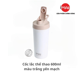 [Hỏa Tốc HN - HCM] Cốc Lắc Thể Thao IMat 600ml Inox 2 Thành Chân Không Kèm Bóng Lò Xo Tan Nhanh