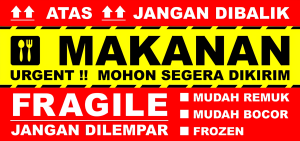 STICKER PENGIRIMAN MAKANAN FRAGILE (100 pcs) uk. 5 x 10 cm GLOSSY