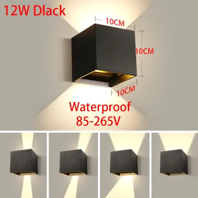 โคมไฟติดผนัง LED ไฟติดผนัง IP65 กันน้ำ ไฟติดผนังภายนอก 4W/6W/8W/10W ในร่ม โคมไฟผนัง สีดำ โคมไฟหน้าบ้าน สําหรับตกแต่งบ้า