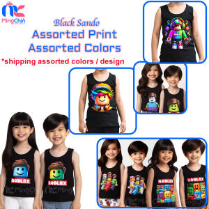 ✅ Robbey ™️🔖 BLACK SANDO Pambahay for Kids Boys & Girls Black / White Outfits | Baby to Newborn Sizes 1 to 2 Years Old up to 12 yrs Boy or Girl | Damit Panglakad PamBata 3 4 5 6 7 8 9 10 11 | OOTD Outfit | COD Bargain Sale + Free Shipping - Ming Chin