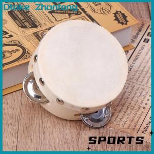 Dtake 4 Inch Hand Held Tambourine With Metal Single Row Jingles Sheepskin Drum Skin Wooden Tambourines Entertainment Musical Toy