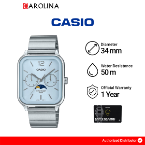 Jam Tangan Pria Casio To the Moon MTP-M305D-2A Light Blue Dial Silver Stainless Steel Band