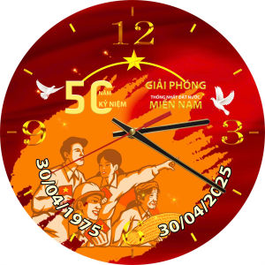 [ĐỒNG HỒ KỶ NIỆM 50 NĂM GIẢI PHÓNG MIỀN NAM - THỐNG NHẤT ĐẤT NƯỚC] Đồng Hồ Tròn Treo Tường Tráng GươngQuà TặngLưu Niệm