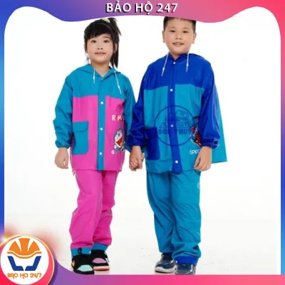 Áo Mưa Bộ Trẻ Em Sơn Thủy Có Lưng Che Cặp bộ áo mưa cho bé dễ thương baoho247