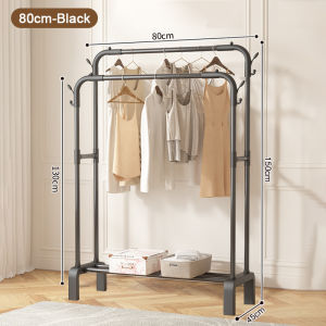 Double Pole Floor-Standing Clothes Rack Bedroom Clothes Hanger Floor Drying Rack Balcony Drying Rack