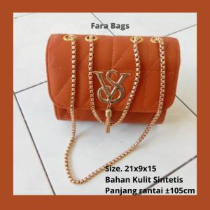 Tas Selempang Wanita Tali Rantai Panjang Gold