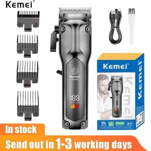 Kemei cordless men hair clippers with LCD screen adjustable electric hair clipper for professional beauty salons