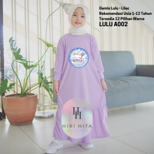 Hirihita Lulu A002 Baju Gamis Lulu Anak Perempuan Creep Spandek Sablon Cinnamoroll Sanrioo 12 Pilihan Warna Hitam Maroon Salem Biru Navy Ungu Lilac Fuschia Pink Cokelat Bata 1-12 Tahun