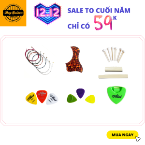 Bộ phụ kiện đàn guitar acoustic gồm 6 món 22 chi tiết gồm dây đàn chống xước ngựa và lược chốt dây pick gải hộp đựng pick Duy Guitar Store