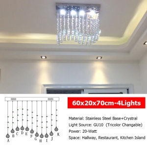 LANTU K9 Crystal Pendant Light – Modern 80CM LED Chandelier for Living Dining Room Café Bedroom Ceiling Decor