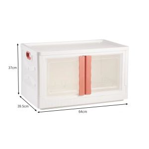 Storage Bins with Lids - Collapsible Storage Bins Clear Black Wardrobe Closet Organizer 19Gal Stackable Toy Storage Foldable Plastic Storage Container with Door Crate for Book Storage