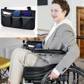 Black Wheelchair Side Pouch Portable Armrest Pouch 3 Pockets Wheelchair Side Bag For Wheelchair. 