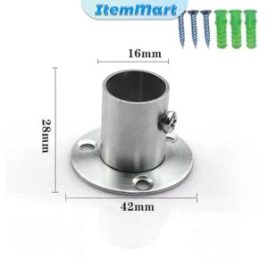 ItemMart 1pcs Stainless steel Round Tube Pipe Curtain Rod Holder Flange Seat