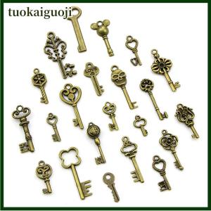 tuokaiguoji 50 cái tự làm hỗn hợp cổ điển Key Charms Mặt dây chuyền steampunk đồ trang sức bằng đồng phát hiện