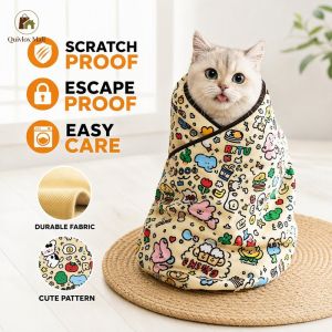 Cat Grooming Wrap Restraint Bag Anti Scratch Anti Bite Escape Proof Washable Soft Pet Bag For Nail Trim Ear Care