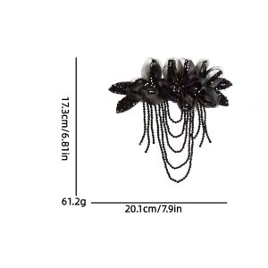 OWNNEW 1Pc Detachable Flower Patch Tassel Crystal Chiffon DIY Sewing Decals Fashion Beaded Decoration Shoulder Tassel Epaulet