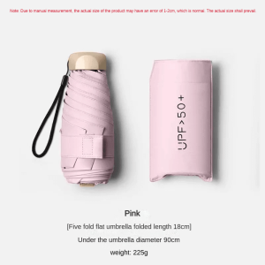 (Ship in 12hrs)AMBRELLA Mini Foldable Anti-UV pocket Umbrella UPF 50+ Fast Drying quality Windproof rainproof lightweight Black Coating Umbrella