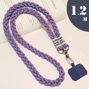 Universal Cross-body hp Lanyard Weave Mobile Phone Strap Lanyard Neck Hemp Rope Tali for Cell Phone Hanging Cord Sling Kartun Pendant