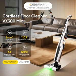 [Official Store] Deerma VX300 MIX Wet & Dry Cordless Vacuum Cleaner 22KPa Strong Suction 70°C Hot Water Clean 100°C Hot Air Drying Five in One Multifunctional Dry Vacuum Cleaner