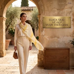 Khăn Lụa Cao Cấp Nắng Pha Lê Luata Silk - Khăn Choàng Lụa Đẹp Làm Quà Tặng Sang Trọng 55x170cm
